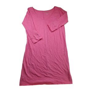 Lilly Pulitzer Sz XS Pink 3/4 Sleeve VNeck Cotton Shirt Dress Resortwear Summer